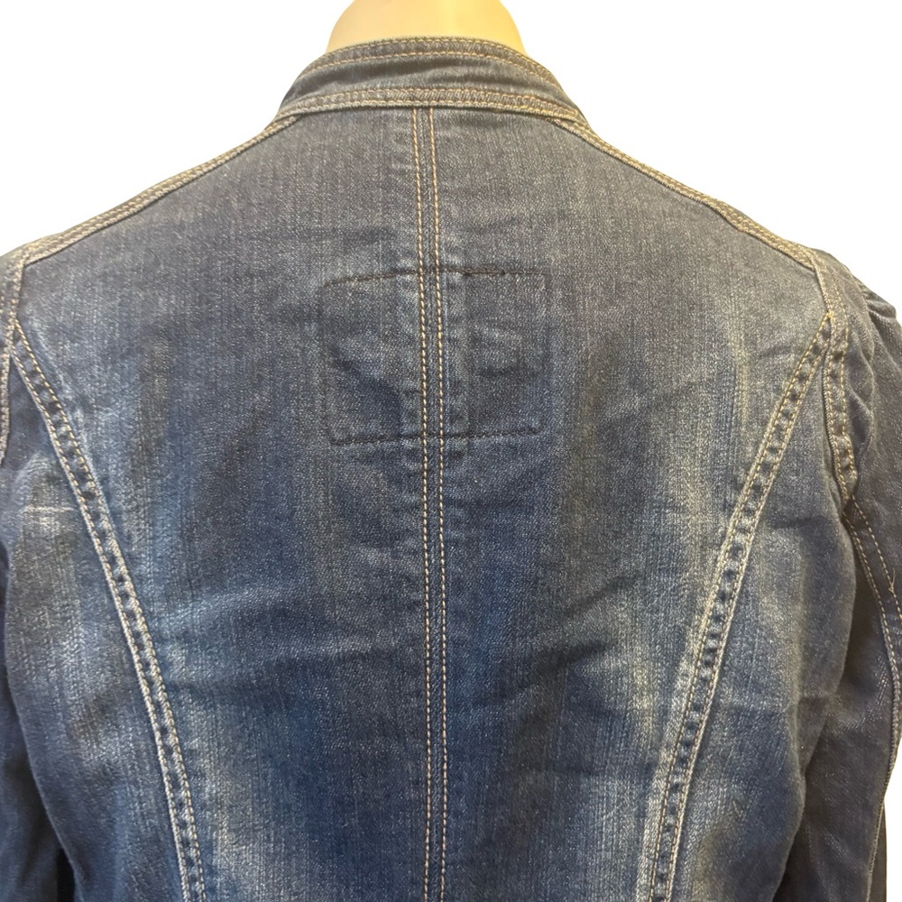 NWT White House Black Market Peplum Hem Military Inspired Jean Jacket, Sz 14 - Picture 12 of 16
